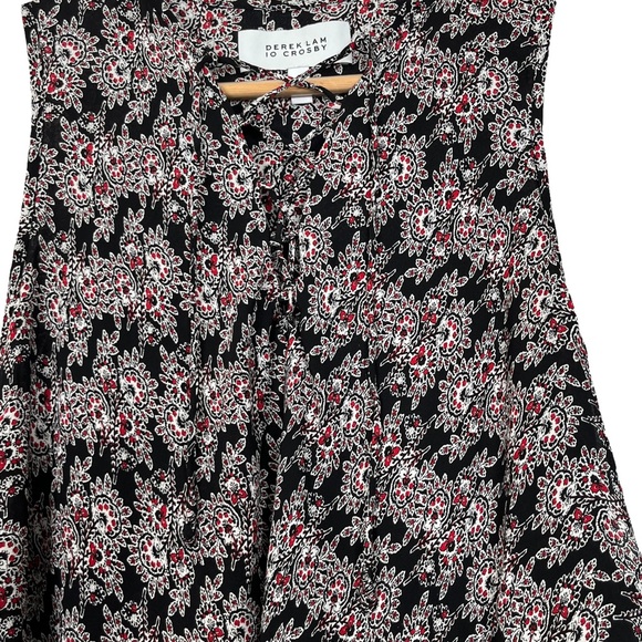 Derek Lam 10 Crosby Silk Floral Lace-Up Blouse - Picture 7 of 12